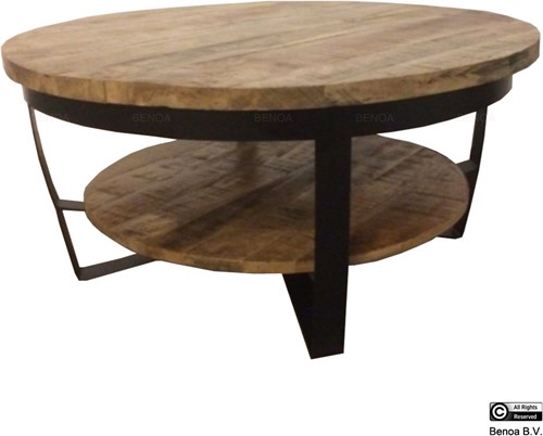 Iron Paras Coffee Table 65 Black Iron Stand, Wood Natural finish
