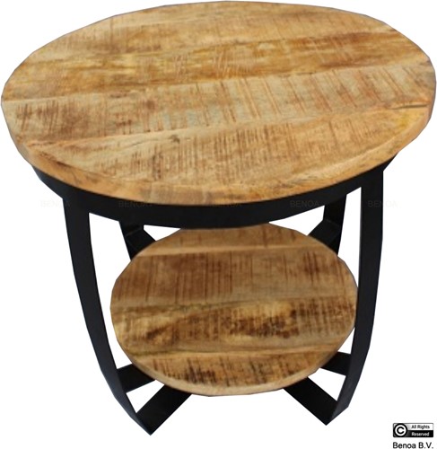 Iron Paras Sidetable Wooden Top 60