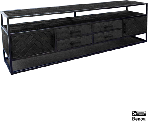 Jax 2 Door 4 Drawer TV Cabinet Black 200